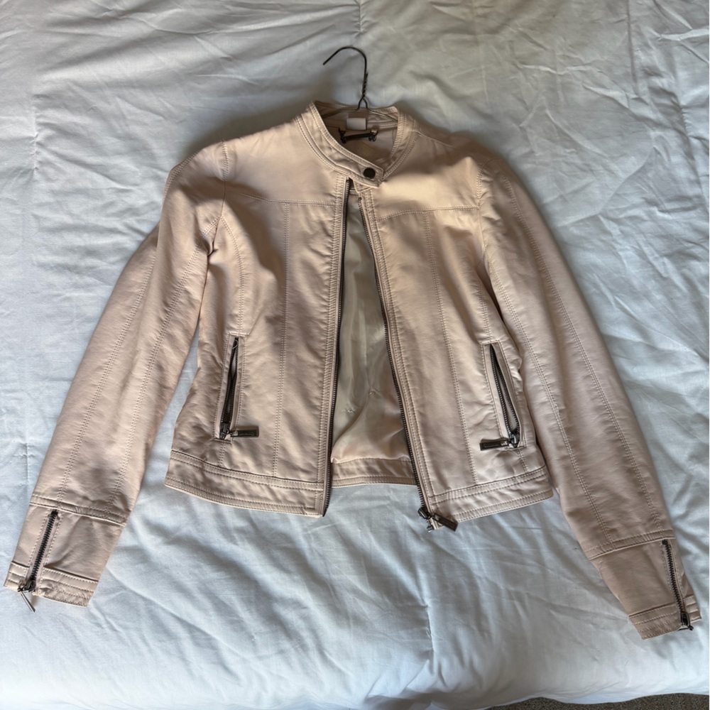 Jou Jou Women's Leather Jacket in Light Pink